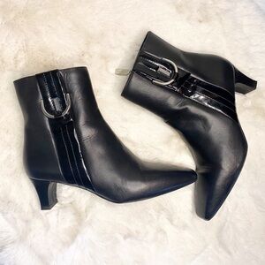 Bruno Magli Italian Leather Silver Buckle Black Booties - 36